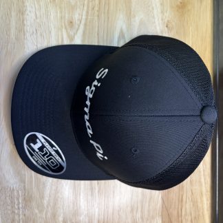 Sigma Pi Black Hat with white Script
